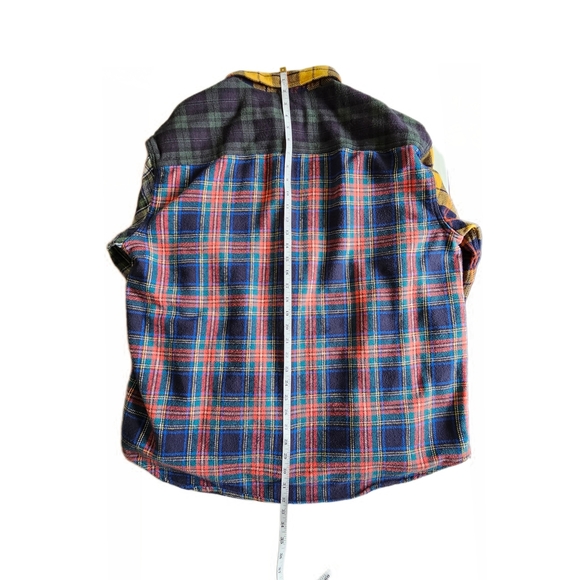 American Eagle Outfitters Men's Collared Plaid Shirt - Red, Green, Yellow, Blue - Picture 9 of 14